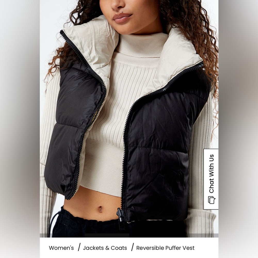 Reversible Black and Cream Puffer Vest